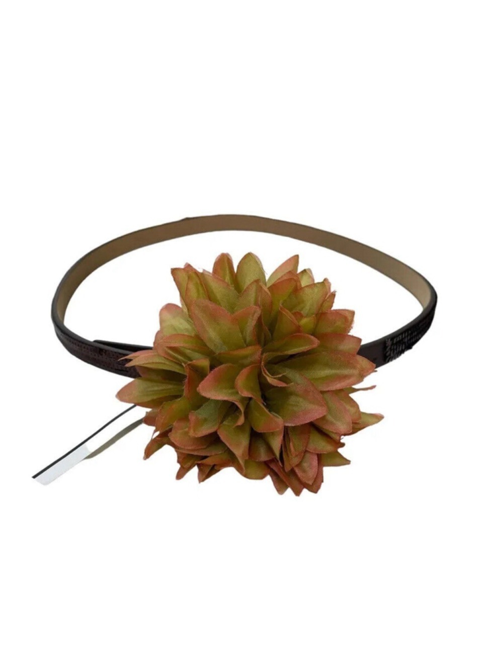 LIVE LOVE LOFT Flower Sequins Belt brown w yellow flower Sz S